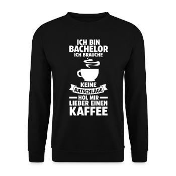 Student Kaffee Akademiker Uni Abschlussfeier Bache - Unisex Pullover - Schwarz - Vorne - Alina (178cm) & Michal (187cm)