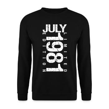 Juli 1981 Juli Geburtstagsgeschenk Juli 1981 - Unisex Pullover - Schwarz - Vorne - Alina (178cm) & Michal (187cm)
