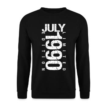 Juli 1990 Juli Geburtstagsgeschenk Juli 1990 - Unisex Pullover - Schwarz - Vorne - Alina (178cm) & Michal (187cm)