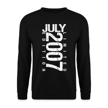 Juli 2007 Juli Geburtstagsgeschenk Juli 2007 - Unisex Pullover - Schwarz - Vorne - Alina (178cm) & Michal (187cm)