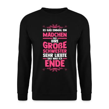 Geschwister Schwestern Schwester - Unisex Pullover - Schwarz - Vorne - Alina (178cm) & Michal (187cm)