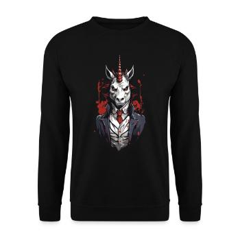 Düsteres Vampir Einhorn Halloween Design - Unisex Pullover - Schwarz - Vorne - Alina (178cm) & Michal (187cm)