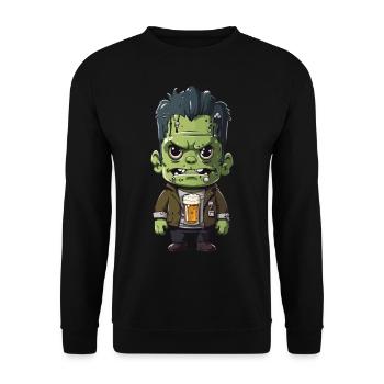 Halloween Beer Monster Funny Cartoon Design - Unisex Sweatshirt - black - Front - Alina (178cm) & Michal (187cm)