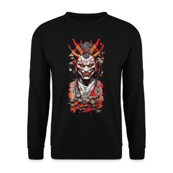 Oni Demon Japan Art Retro Design Style - Unisex Sweatshirt - black - Front - Alina (178cm) & Michal (187cm)