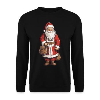 Père Noël rétro Art Noël Design - Sweat-shirt Unisexe - noir - Devant - Alina (178cm) & Michal (187cm)