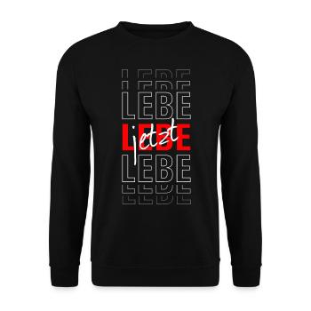 Lebe jetzt - Unisex Pullover - Schwarz - Vorne - Alina (178cm) & Michal (187cm)