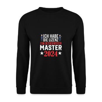 Master 2024 Masterabschluss Sponsion Absolvent - Unisex Pullover - Schwarz - Vorne - Alina (178cm) & Michal (187cm)