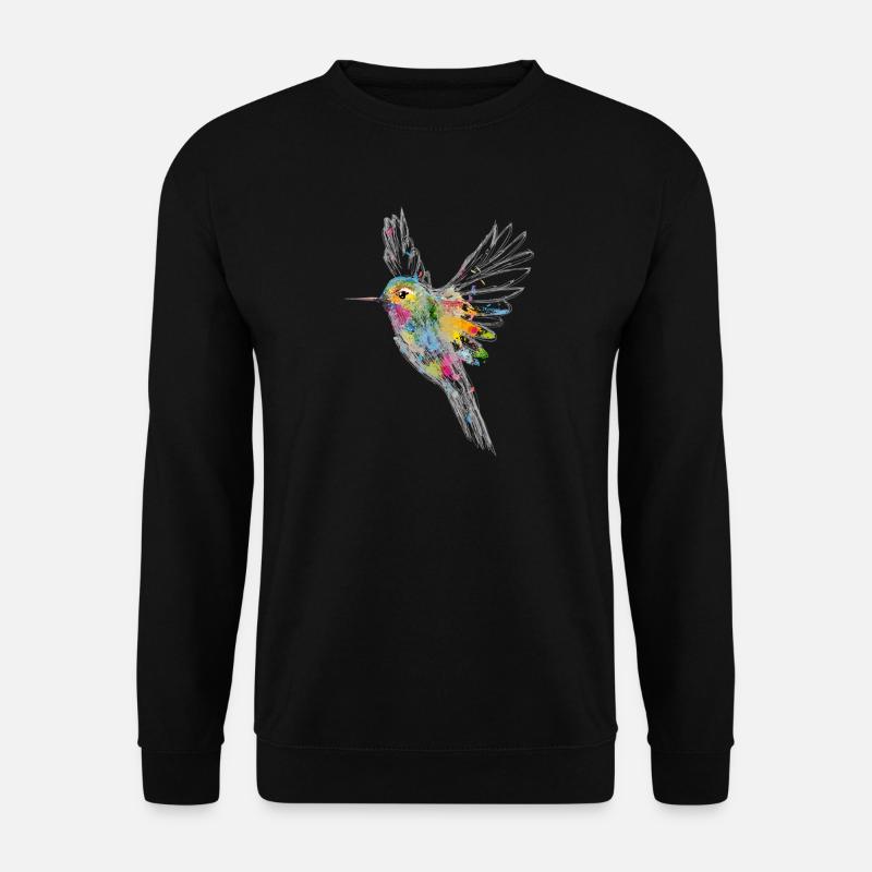 buntes Kolibri Aquarell Graffiti - Unisex Pullover - Schwarz