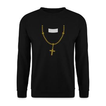 large_please_priest_vector - Unisex Pullover - Schwarz - Vorne - Alina (178cm) & Michal (187cm)
