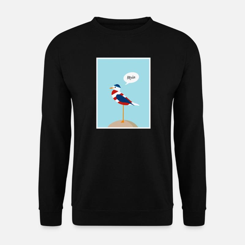 moin, Möwe, Meer. Ostsee, Nordsee. - Unisex Pullover - Schwarz