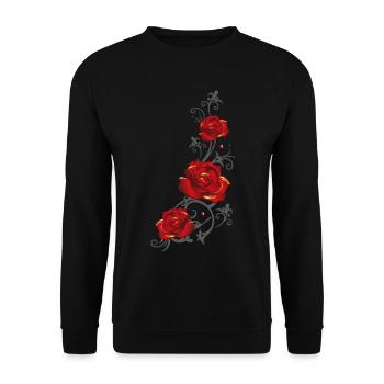 Vrille avec des roses rouges et des feuilles - Sweat-shirt Unisexe - noir - Devant - Alina (178cm) & Michal (187cm)