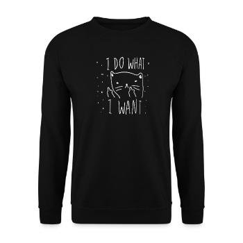 Whimsical Cat Motivational Illustration - Unisex Sweatshirt - black - Front - Alina (178cm) & Michal (187cm)