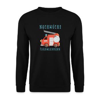 Nachwuchs Feuerwehrmann I Feuerwehrauto - Unisex Pullover - Schwarz - Vorne - Alina (178cm) & Michal (187cm)