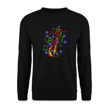 Motif floral avec design de saxophone ludique - Sweat-shirt Unisexe - noir - Devant - Alina (178cm) & Michal (187cm)