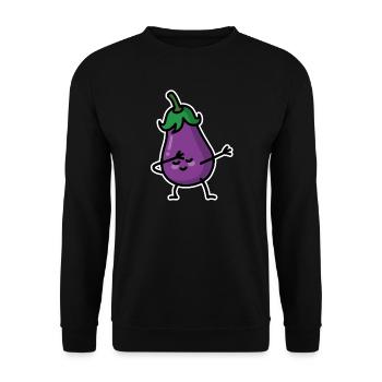 Aubergine eggplant dab dabbing - Unisex Pullover - Schwarz - Vorne - Alina (178cm) & Michal (187cm)