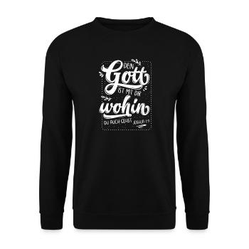 Dein Gott Ist Mit Dir - Unisex Pullover - Schwarz - Vorne - Alina (178cm) & Michal (187cm)