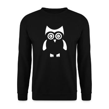 weiße Eule Vogel weiß - Unisex Pullover - Schwarz - Vorne - Alina (178cm) & Michal (187cm)
