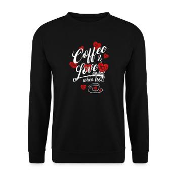 Café et amour chaud meilleur coeur cadeau - Sweat-shirt Unisexe - noir - Devant - Alina (178cm) & Michal (187cm)