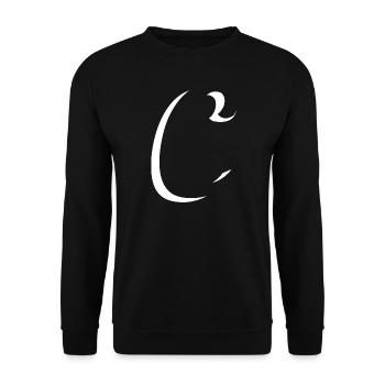 Abstraktes Farbenspiel auf Leinwand - Unisex Pullover - Schwarz - Vorne - Alina (178cm) & Michal (187cm)