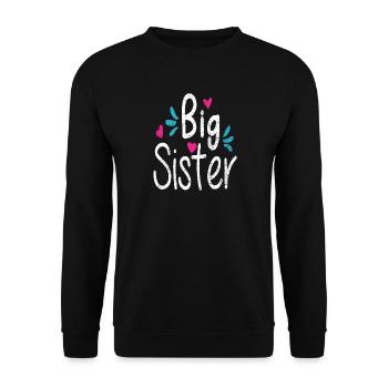 BIG SISTER, the big sister - Unisex Sweatshirt - black - Front - Alina (178cm) & Michal (187cm)