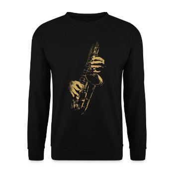 Saxophone SaxophonistMusicians - Unisex Sweatshirt - black - Front - Alina (178cm) & Michal (187cm)