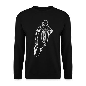 Wheelie extrem mit Rennmotorrad - hell - Unisex Pullover - Schwarz - Vorne - Alina (178cm) & Michal (187cm)