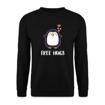 Animal Mignon Pingouin Coeur Déclaration Oiseau Pôle Sud - Sweat-shirt Unisexe - noir - Devant - Alina (178cm) & Michal (187cm)