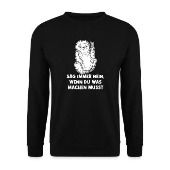 Faul Urwald Tier Faultier Statement Dschungel - Unisex Pullover - Schwarz - Vorne - Alina (178cm) & Michal (187cm)