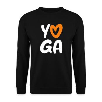 Yoga Herz Handschrift Comic Vektor Meditation Fan - Unisex Pullover - Schwarz - Vorne - Alina (178cm) & Michal (187cm)