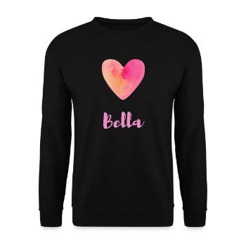 Bella Pink Heart Italian Name T-Shirt - Unisex Sweatshirt - black - Front - Alina (178cm) & Michal (187cm)