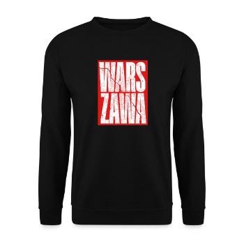 Warszawa Stadtkarte im Schriftzug-Design - Unisex Pullover - Schwarz - Vorne - Alina (178cm) & Michal (187cm)