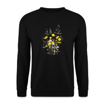 bright yellow buttercups meadow full of harmony - Unisex Sweatshirt - black - Front - Alina (178cm) & Michal (187cm)