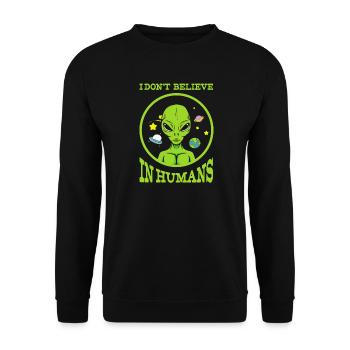 UFO, flying saucer, UFO - Unisex Sweatshirt - black - Front - Alina (178cm) & Michal (187cm)