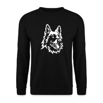 Schweizer Schäferhund Kopf "Black Edition" - Unisex Pullover - Schwarz - Vorne - Alina (178cm) & Michal (187cm)