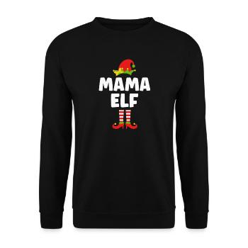Weihnachten lustig Mama Elfe - Unisex Pullover - Schwarz - Vorne - Alina (178cm) & Michal (187cm)