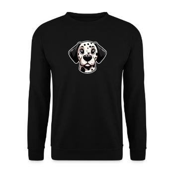 Comic Dalmatiner Kopf Hund - Unisex Pullover - Schwarz - Vorne - Alina (178cm) & Michal (187cm)