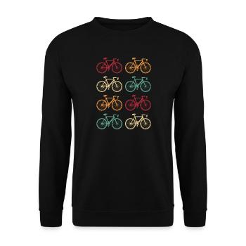 Fahrrad Bunte Fahrräder Retro - Unisex Pullover - Schwarz - Vorne - Alina (178cm) & Michal (187cm)