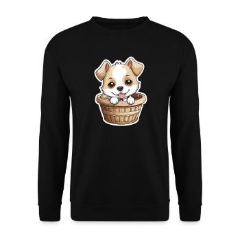 Cute dog in dog basket - Unisex Sweatshirt - black - Front - Alina (178cm) & Michal (187cm)