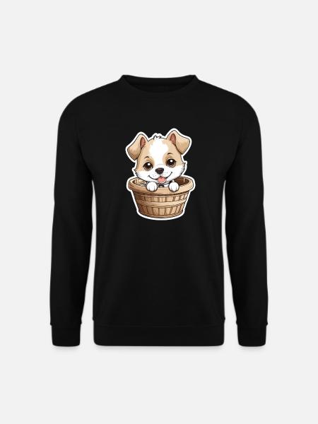 Cute dog in dog basket - Unisex Sweatshirt - black