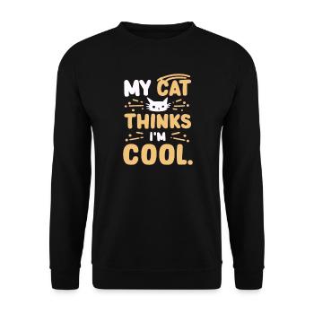 My cat thinks i am cool - Unisex Sweatshirt - black - Front - Alina (178cm) & Michal (187cm)
