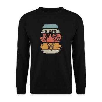 Voiture rétro V8 Muscle cars moteur icône vintage - Sweat-shirt Unisexe - noir - Devant - Alina (178cm) & Michal (187cm)