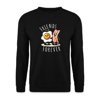 Friends Forever Ham Egg Comic Love - Unisex Sweatshirt - black - Front - Alina (178cm) & Michal (187cm)