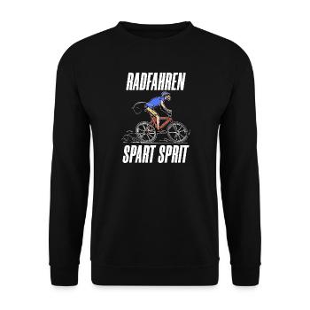 Elektrische Energie Fahrrad Tanken Statement Strom - Unisex Pullover - Schwarz - Vorne - Alina (178cm) & Michal (187cm)