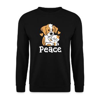 Katze und Hund - Unisex Pullover - Schwarz - Vorne - Alina (178cm) & Michal (187cm)