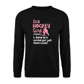 Eishockey Eishockeyspielerin - Unisex Pullover - Schwarz - Vorne - Alina (178cm) & Michal (187cm)