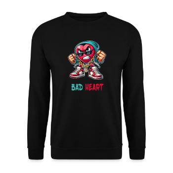 Böses Herz Design - Unisex Pullover - Schwarz - Vorne - Alina (178cm) & Michal (187cm)