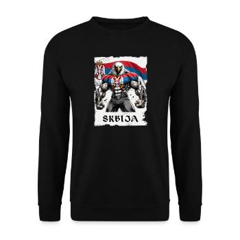 Serbia Eagle Bodybuilding Design - Unisex Sweatshirt - black - Front - Alina (178cm) & Michal (187cm)