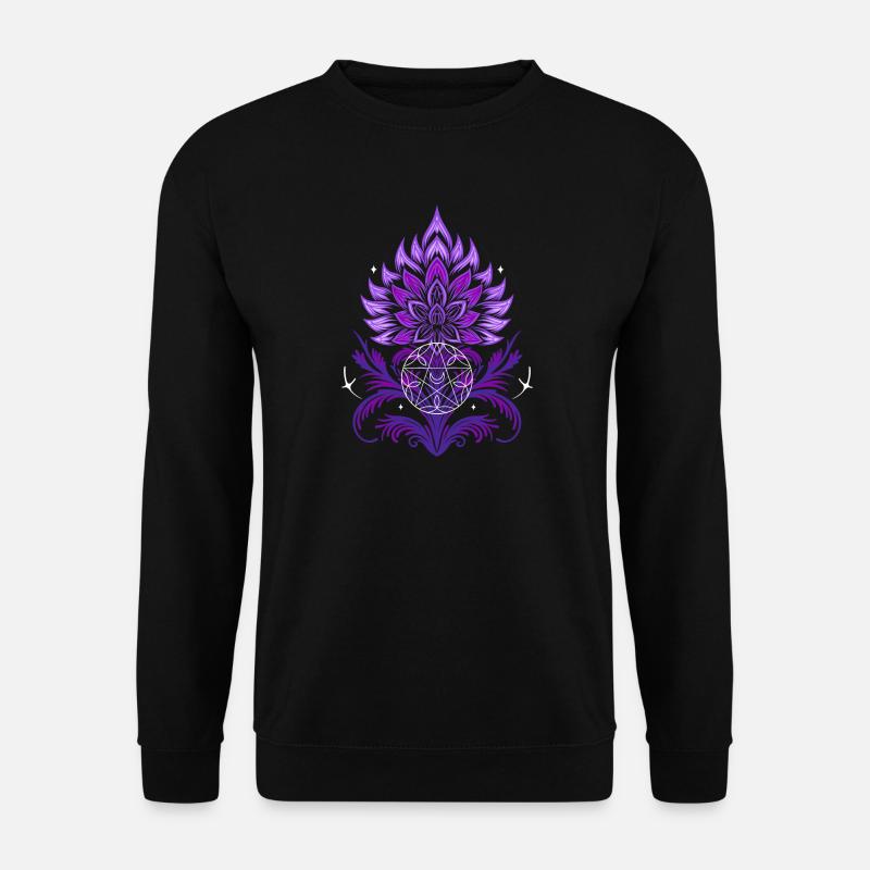 Distel Mandala mit Pentagramm und Sternen - Unisex Pullover - Schwarz