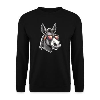 Sonnenbrillen-Esel Hipster - Unisex Pullover - Schwarz - Vorne - Alina (178cm) & Michal (187cm)