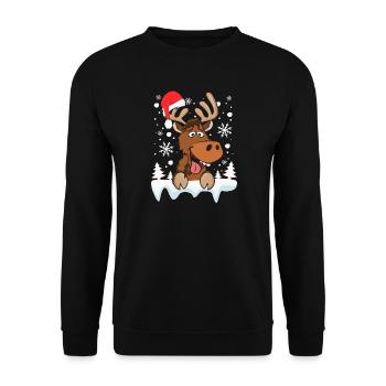 Cooles Rentier Weihnachtsmütze Schnee Weihnachten - Unisex Pullover - Schwarz - Vorne - Alina (178cm) & Michal (187cm)